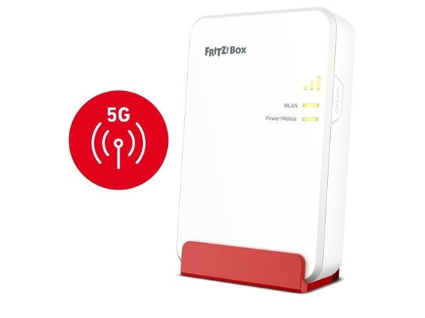 FRITZ!Box 6860 5G - Trådløs ruter - WWAN 1GbE - Wi-Fi 5, Wi-Fi 6 - Dobbeltbånd - 3G, 4G, 5G - VoIP-telefonadapter (DECT)
