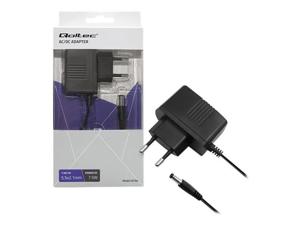 Qoltec - Strømadapter - 7.5 watt - 1 A (5,5 x 2,1 mm DC-jakk)