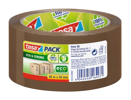 Tesapack Eco & Strong - Pakketape - 50 mm x 66 m - polypropylen - brun