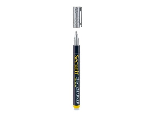 Securit® original kridtmarker med rund spids i sølv - (12 stk.)