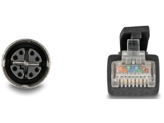 Delock - Nettverkskabel - 8 pin M12-X (hunn) til RJ-45 (hann) - 5 m - 6.8 mm - S/FTP - CAT 5e - X-kodet, fleksibel - svart