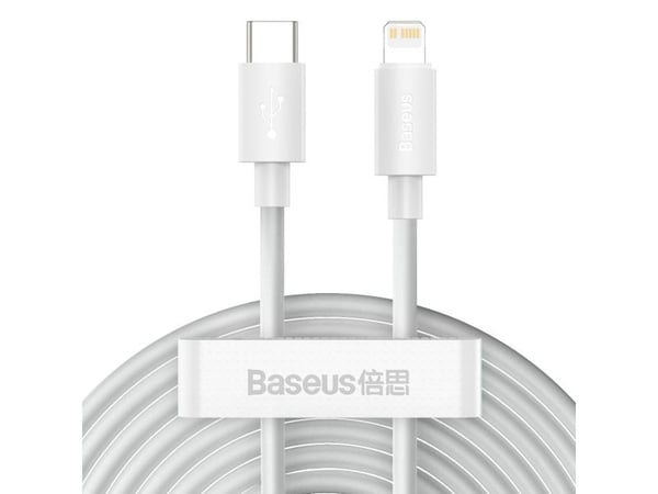 Baseus TZCATLZJ-02, 1,5 m, Lightning, USB C, Hankjønn, Hankjønn, Hvit