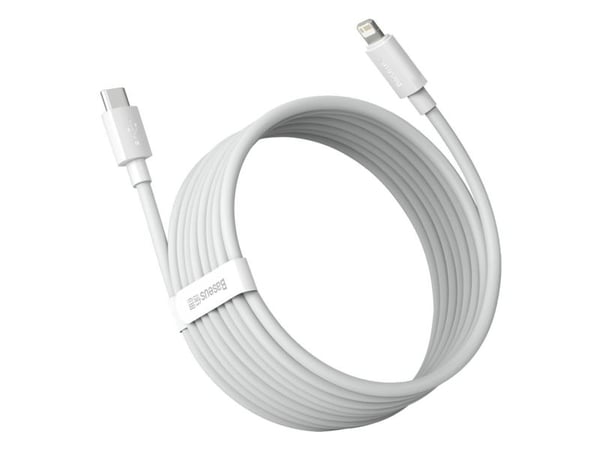 Baseus TZCATLZJ-02, 1,5 m, Lightning, USB C, Hankjønn, Hankjønn, Hvit