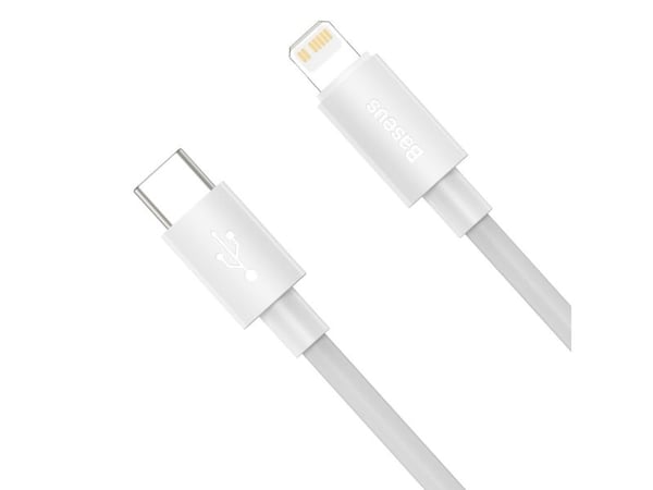 Baseus TZCATLZJ-02, 1,5 m, Lightning, USB C, Hankjønn, Hankjønn, Hvit