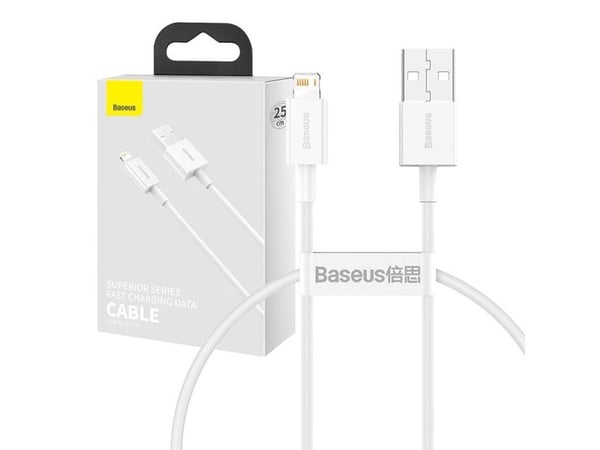 Baseus USB-A til Lightning-kabel 0,25 m hvit (CALYS-02)