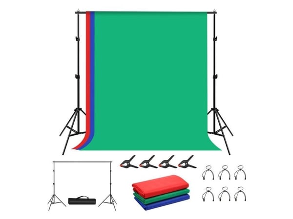 Puluz 2x2m fotobakgrunnssett/stativ + 3 fotobakgrunner PKT5204