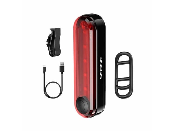 Superfire BTL01 - Sykkelbaklykt - LED - 1 W - rød, svart