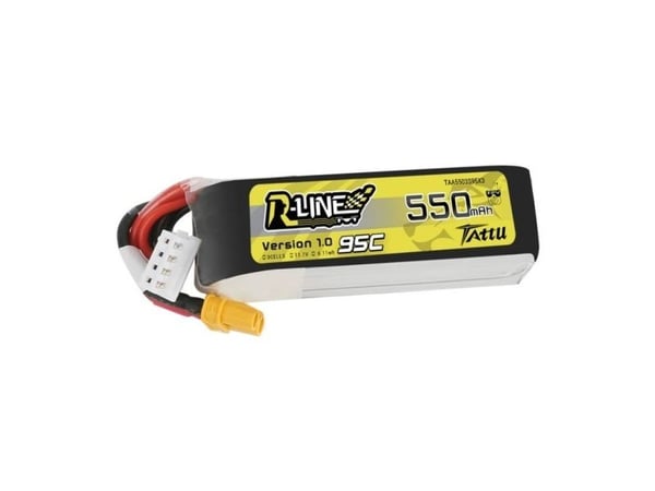 Tattu TAA5503S95XT3, 550 mAh, Litium Polymer (LiPo), 11,1 V, Svart, Röd, Vit, Gul, 1 styck, Hög