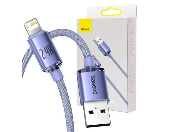 Baseus Crystal Shine, 2 m, Lightning, USB A, Hankjønn, Hankjønn, Fiolett