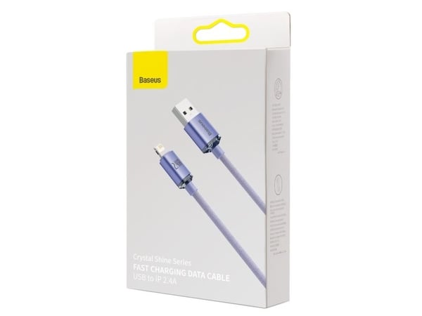 Baseus Crystal Shine, 2 m, Lightning, USB A, Hankjønn, Hankjønn, Fiolett