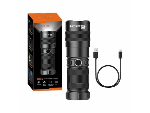 Superfire GT60 lommelykt, 2600 lm, USB-C