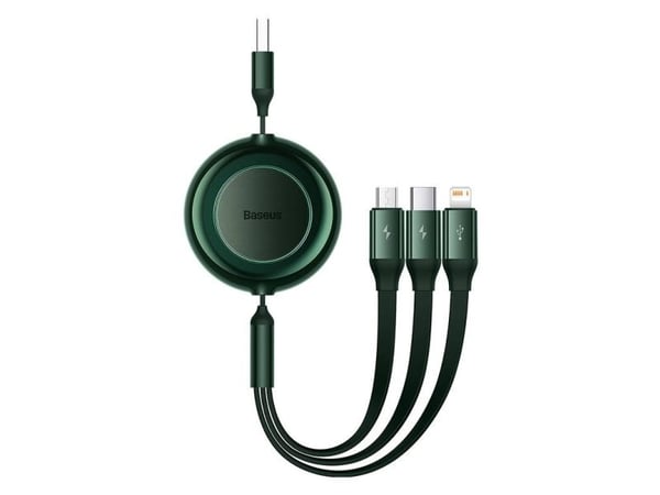 Baseus Bright Mirror 2 USB - 3-i-1-kabel for micro USB - USB-C - Lightning 3,5 A 1,1 m - grønn