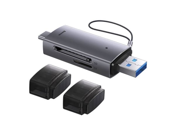 Baseus Lite -sarjan SD/TF-muistikortinlukija, USB + USB-C (harmaa)