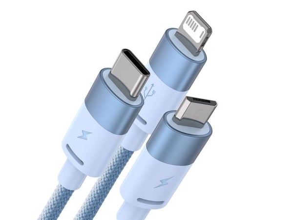 Kaapeli USB 3w1 Baseus StarSpeed, USB-C + micro USB + Lightning, 3.5A, 1.2m (niebieski)