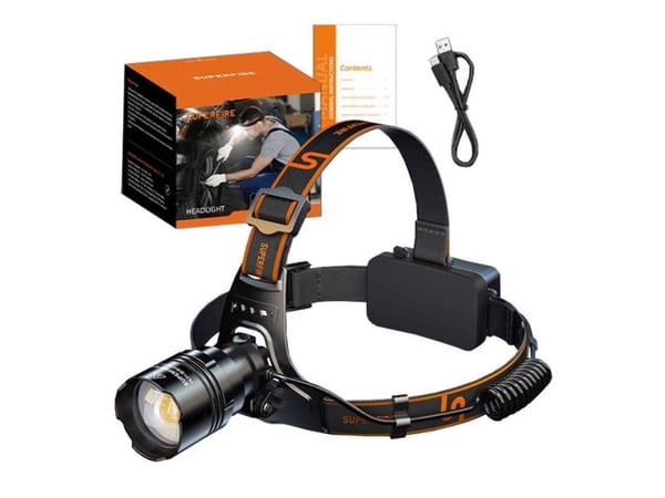 Superfire HL31 - Hodelykt - LED - 4-modus - 36 W - hvit