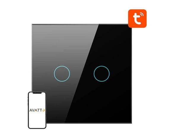 Berøringslysbryter ZigBee Avatto ZTS02-EU-B2 Double TUYA (svart)
