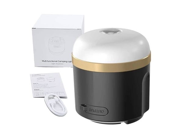 EcoFlow SCLI-B, Batteridrevet campinglykt, Sort, Gull, Hvit, Akrylonitril-butadien-styren (ABS), Termoplastisk gummi (TPR), 2 ben, IP54, 400 lm