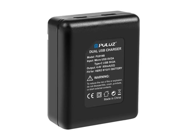 Puluz PU919B Dual Channel Lader for GoPro Hero 11 / Hero 10 / Hero 9
