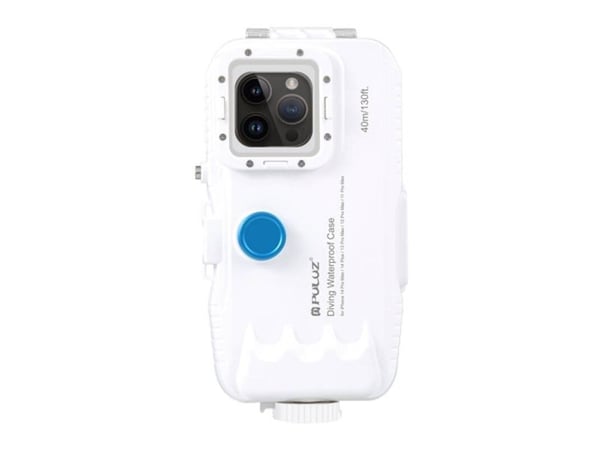 Puluz vanntett Puluz-deksel i plast for iPhone 14 Plus/Pro Max/13 Pro Max/12 Pro Max/11 Pro Max (hvit)