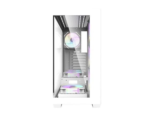 Darkflash-deksel Darkflash DS900 datamaskindeksel (hvit) + 7 ARGB-vifter