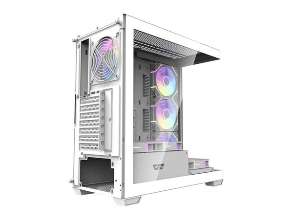 Darkflash-deksel Darkflash DS900 datamaskindeksel (hvit) + 7 ARGB-vifter