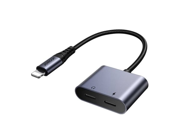Du viename garso adapteris Joyroom SY-L02 Lightning į dvigubą žaibą (juodas)