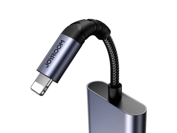 Du viename garso adapteris Joyroom SY-L02 Lightning į dvigubą žaibą (juodas)