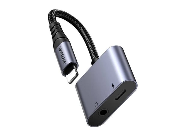 Du viename garso adapteris Joyroom SY-L02 Lightning į dvigubą žaibą (juodas)