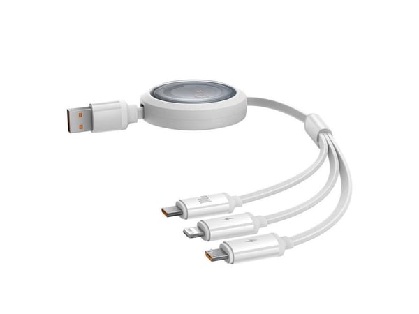 Baseus USB-kabel 3-i-1 Baseus Free2Draw USB-kabel for M+L+C 100W, 1,1 m (hvit)
