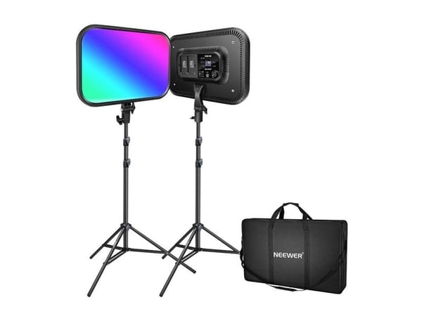 Neewer RGB168 RGB LED-studiosetti, kaksi 60W 2500-8500K lamppua + jalustat