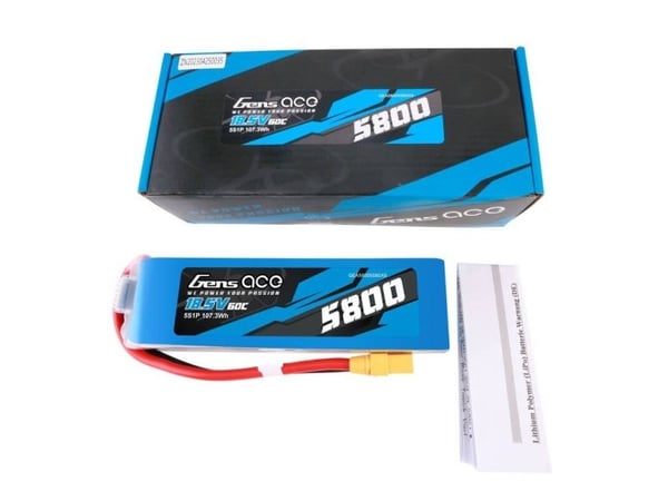 Gens ace 5800mAh 60C 18,5V 5S1P Lipo batteri med XT90 plugg