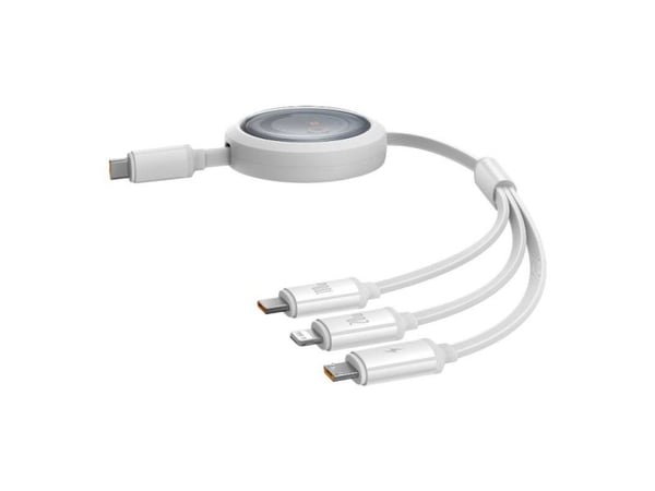 USB-kabel Baseus USB-C til USB-C + microUSB + Lightning 1,1 m hvit (BSU4919)