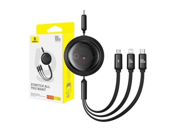 Baseus Free2Draw, 1,1 m, USB C, USB C/Micro-USB B/Lightning, 0,48 Gbit/s, musta