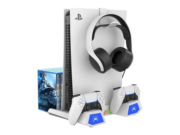 Multifunksjonell PS5/PS5 Slim konsollstativ iPega PG-P5S023 (hvit)