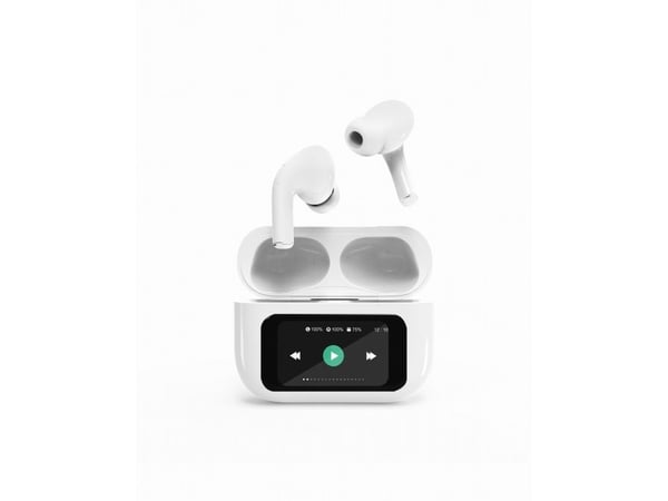 Gembird TWS-LCD-ANC-01-W - True wireless-hodetelefoner med mikrofon - i øret - Bluetooth