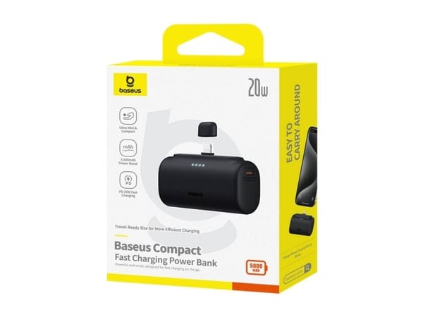 Baseus Compact Lightning powerbank 5000 mAh 20W PD svart P10068307113-00