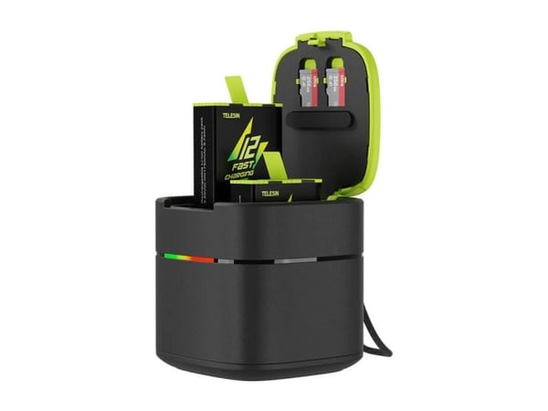 TELESIN Box tokanalslader for GoPro Hero 12/11/10/9 (hurtiglading)