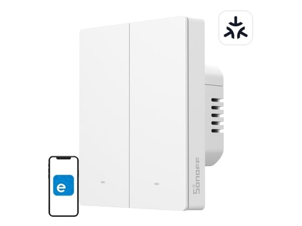 Älykäs seinäkytkin M5-2C-80W Matter (2-kanavainen, runkoon)