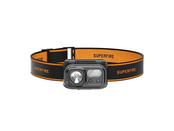 Superfire H23 Series - Hodelykt - LED - 9-modus - 5 W - hvitt/rødt lys