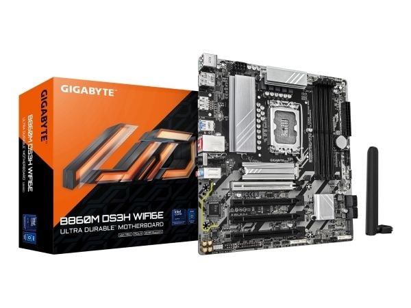 Gigabyte B860M DS3H WIFI6E - Hovedkort - micro ATX - LGA1851-sokkel - B860M Chipset - USB-C 3.2 Gen 1, USB 3.2 Gen 2, USB 3.2 Gen 1 - Bluetooth, Wi...