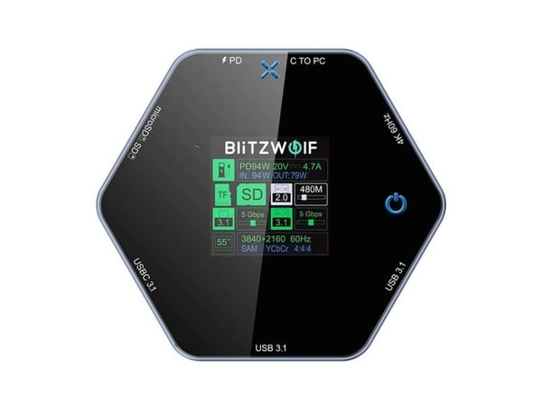 Blitzwolf 8-i-1-dockningsstation BW-TH16 USB 100W LCD Smart Display
