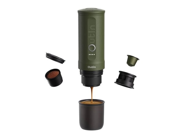 Outin Nano reise kaffemaskin, skoggrønn
