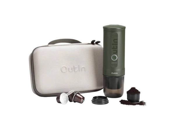 Outin ML Nano bärbar kaffemaskin 7500mAh (grön) + skyddsfodral