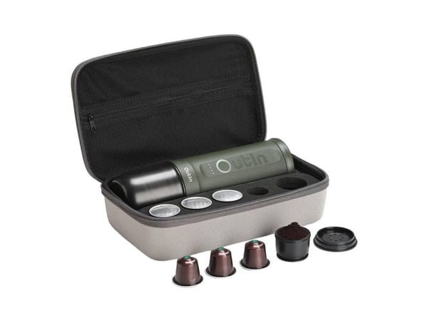 Outin ML Nano bärbar kaffemaskin 7500mAh (grön) + skyddsfodral