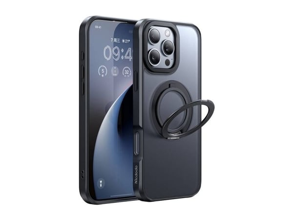 McDodo PC-4932 MagSafe-deksel til iPhone 16 Pro med stativ (sort)