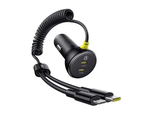 60W Baseus USB-C autolaturi + Lightning-kaapeli (musta)