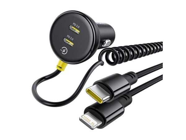 60W Baseus USB-C autolaturi + Lightning-kaapeli (musta)
