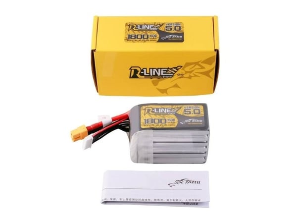 Gens Ace & Tattu Lipo Tattu R-Line versjon 5.0 1800mAh 22.2V 150C 6S batteri med XT60-kontakt