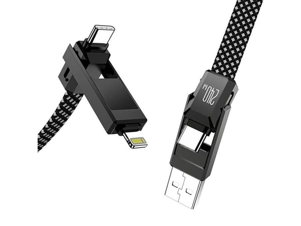 Blitzwolf BW-HDC7 4-in-1 USB+C+Salama kaapeli jää 240W 1.2m juodos spalvos
