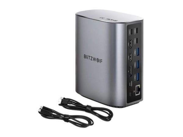 Blitzwolf BW-TH15 17in1 įkrovimo stotelė 2xHD+DP+4xC+3xUSB 3.0+USB 3.1+C 3.2+C PD+RJ45+Micro SD+SD+3.5mm garso jungtis